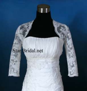 Sleeve Ivory Lace Wedding Bridal Bolero Jacket Shrug S, M, L, XL 