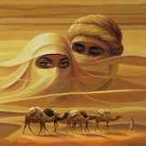 Poster / Kunstdruck 49x49 TUAREG   Schleier Turban Augen Araber Kamele 