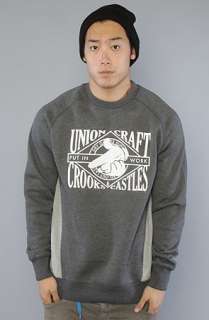 Crooks and Castles The Union Craft Crewneck Sweatshirt in Charcoal 