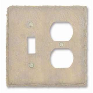 Faux Slate 2 Gang Toasted Almond Combination Toggle Switch/Duplex Wall 