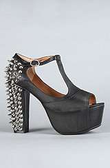   Campbell The Spike Foxy Shoe in Black and Silver, Shoes for Women