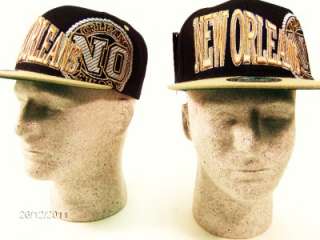 New Orleans CAP Snapback Hat N.o. Adjustable Retro Vintage Black Green 