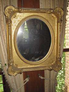 Antique Victorian Gold Leaf Gesso Mirror 21x19  