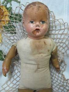 VINTAGE 19 UNMARKED CLOTH/COMPOSITION/LATEX DOLL  