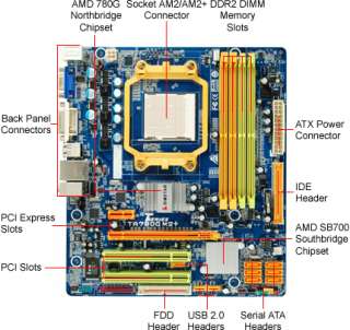Biostar TA780G M2+ Motherboard   v6.0, AMD780G, Socket AM2/AM2 