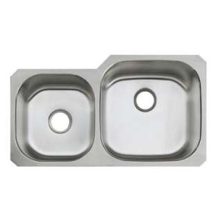   Stainless Steel 35 1/8x20 1/8x9.625 0 Hole Double Bowl Kitchen Sink
