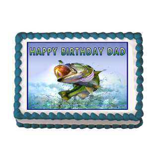 FISH BASS GONE FISHING Edible Party Cake Image Topper  