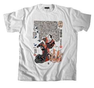 Samurai Tattoo T Shirt Cat and Octopus  