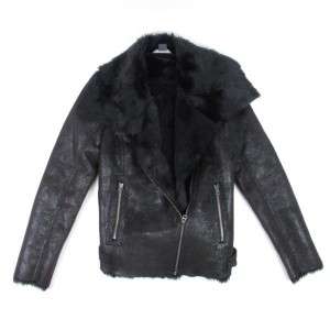   EXCHANGE Faux Shearling Biker Jacket Black NWT Retail Price $198