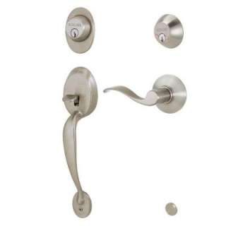 Schlage Plymouth Handleset with Accent Interior Lever Left Hand Satin 