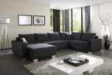 Sofa Comfort Schwarz / Grau Napalon Leder Couch mit Schlaffunktion