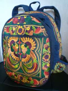 Damen Rucksack Backpack leicht Thai Art Boho Hippie Baumwolle bestickt 