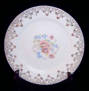 Royal Blue Pink Floral 22K Gold Filigree Plate  