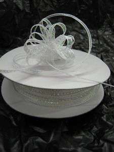 new white 1/8 pull ribbon wedding baptism party favor  