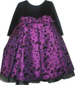 BT Kids Purple & Black Glitter Tulle Dress & Handbag 3T  
