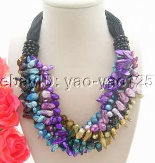 Beautiful 6Strds Multi Color Shell Pearl Necklace  