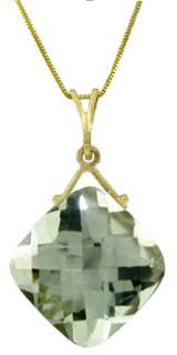 Natural Green Amethyst Cushion Cut Gemstone Solitaire Pendant Necklace 