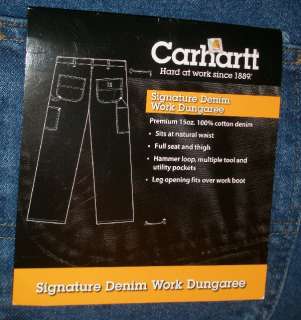 NWT NEW CARHARTT MENS SIGNATURE DUNGAREE FIT BLUE JEANS B237 DST SIZE 