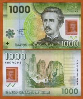Chile 1000 (1,000) Pesos, 2010 (2011) Polymer P New UNC  