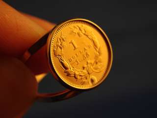 22 KT/14 KT 1855 $1 GOLD COIN RING EXCELLENT  