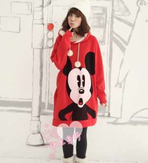 New Women Cartoon Mickey Mouse Hoodie Long Top Outerwear ZGX73RED 