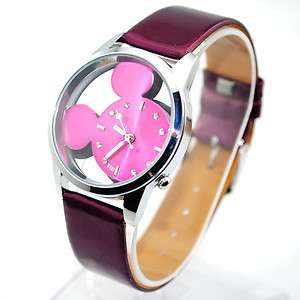   Womens Ladies Girls Wrist Watches Mickey Mouse Hollow Out Dial  