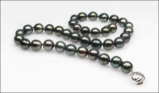 BEAUIFULGREEN 10 11MM TAHITIAN GENUINE PEARL NECKLACE 17.6INCH.925S 
