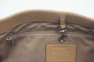AUTHENTIC COACH JACQUARD Brown SIGNATURE Tan Leather Trim HANDBAG 