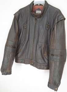 Vtg 70s BELLAVIA® Leather CAFE RACER Motorcycle BOMBER JACKET Gray L 