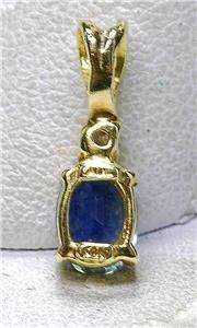 Estate 14k yellow Gold   Diamond & Blue sapphire Ladies Pendant Drop 
