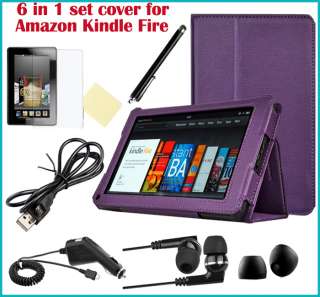  Kindle Fire 360°Rotating PU Leather Case Cover w/Swivel Stand 