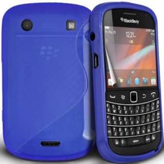 Blue Silicone Grip Case Cover For Blackberry Bold 9900 And Free Screen 