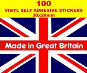 100 Made in Great Britain Union Jack GB Flags car sticker vinyl card 