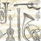 20 Serviettes en papier/Instruments/Musique/Violon/Saxo
