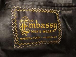 Vtg Embassy Mens 100% Cashmere Union Made Black Over Trench Coat 
