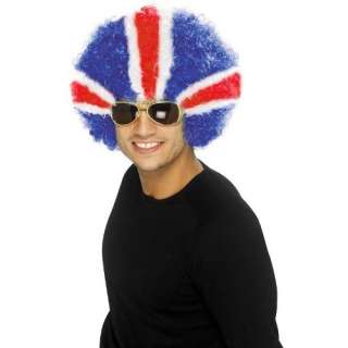 UNION JACK FLAG AFRO WIG IDEAL FOR OLYMPICS AND JUBILEE PARTY RED 