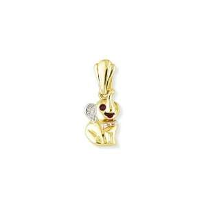  14k White Yellow Rose Gold Elephant Red Ruby CZ Pendant Jewelry