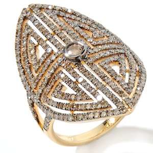   Carol Brodie 1.51ct Champagne Diamond 10K Art Deco Ring 