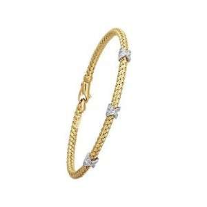  14K Yellow Gold Woven Bracelet with Diamond Accents 