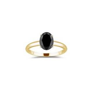 50 Cts Black Diamond Solitaire Ring in 14K Yellow Gold 9.0 Jewelry 
