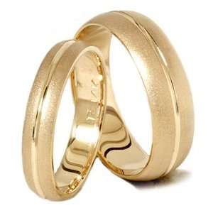  Channel Brushed Wedding Band Set 14K Yellow Gold Jewelry