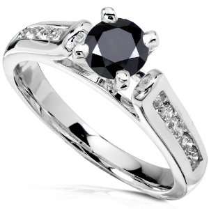  1 Carat TW Black and White Round Diamond Engagement Ring 