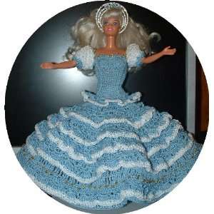  Dolls Dress Ball Gown Blue White Fits Any Fashion Doll 