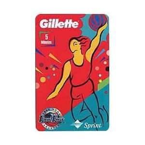 Collectible Phone Card 5m Gillette 1995 Female Jump (Teal at Bottom 