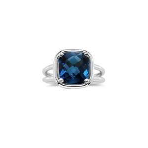  01 Cts London Blue Topaz Solitaire Ring in 14K White Gold 7.0 Jewelry