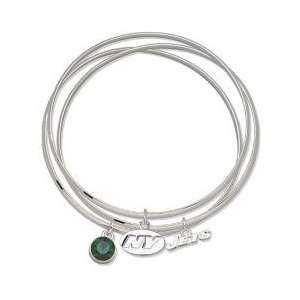  New York Jets Bangle Bracelet Set w/ Green Crystals 