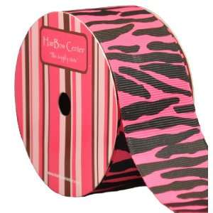  1.5 Hot Pink w/ Black Zebra Animal Print Grosgrain Ribbon 