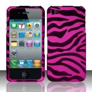  Apple iPhone 4 & 4S Hot Pink Cover In Black Zebra Design 
