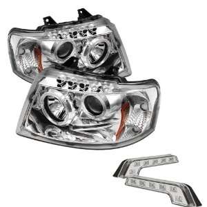 Carpart4u Ford Expedition Halo LED Chrome Projector Headlights and LED 