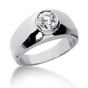 1.0 Ct Men Diamond Ring Wedding Band Round Cut Prong 14k 